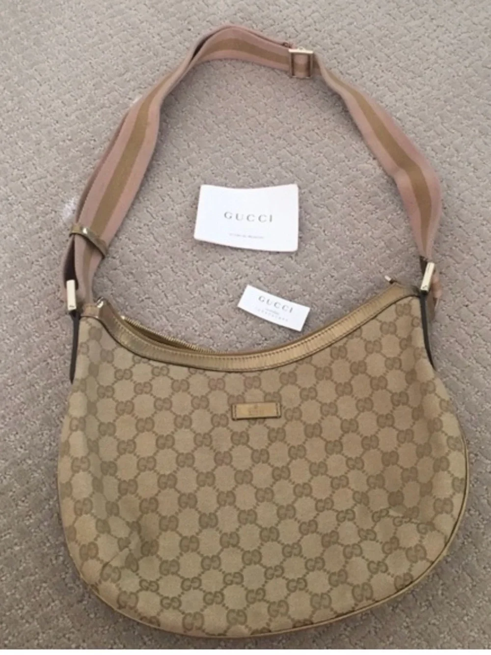 Gucci GG Monogram Canvas Half Moon Crescent Crossbody Bag